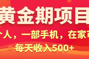 (11527期)黄金期项目,电商搞钱!一个人,一部手机,在家可做,每天收入500+