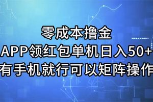 (11545期)零成本撸金,APP领红包,单机日入50+,有手机就行,可以矩阵操作