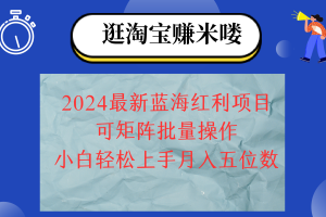 (12033期)2024淘宝蓝海红利项目,无脑搬运操作简单,小白轻松月入五位数,可矩阵…