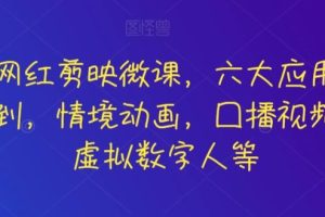 知识网红剪映微课，六大应用场景全学到，情境动画，囗播视频，AI虚拟数字人等