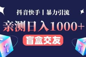 亲测日收益1000+的交友盲盒副业丨有手就行的抖音快手暴力引流