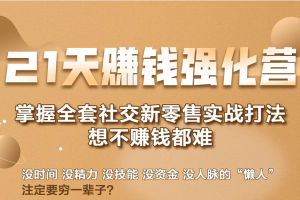 21天赚钱强化营，掌握全套社交新零售实战打法，赚回N倍学员（完结）