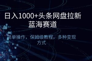 (8547期)日入1000+头条网盘拉新蓝海赛道,简单操作,保姆级教程,多种变现方式