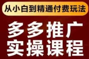 拼多多推广实操课程，从小白到精通付费玩法