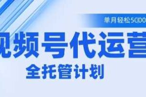 视频号代运营2.0，全程托管招募，单月轻松变现5k【揭秘】