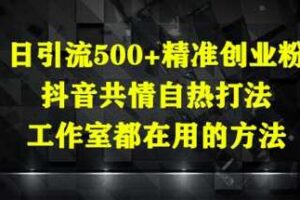 日引流500+精准创业粉，抖音共情自热打法，工作室都在用的方法