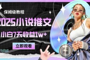 2025小说推文最新玩法，推文保姆级教程，小白7天收益1w+