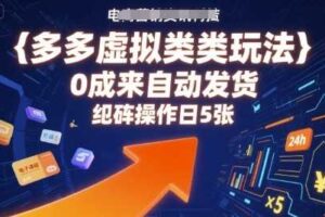多多虚拟类目玩法，0成本全自动发货，矩阵操作日5张