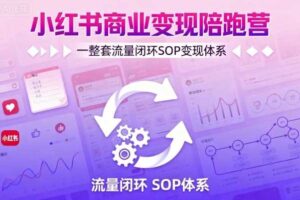 小红书商业变现陪跑营，轻IP矩阵 私域获客 聚光投流，一整套流量闭环SOP变现体系