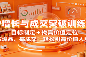 IP增长与成交突破训练营：目标制定+找高价值定位，做爆品、搞成交，轻松引高价值人脉
