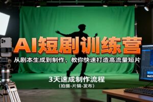 AI短剧训练营，从剧本生成到制作，教你快速打造高流量短片