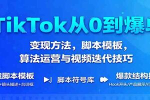 TikTok从0到爆单:变现方法,脚本模板,算法运营与视频迭代技巧