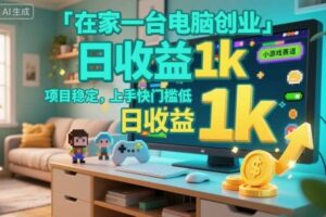 在家一台电脑创业,小游戏赛道,项目稳定,上手快门槛低,日收益1k+【揭秘】