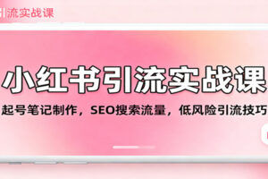小红书引流实战课:起号笔记制作,SEO搜索流量,低风险引流技巧