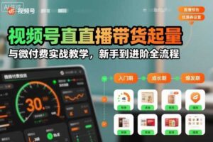 视频号直播带货起量与微付费实战教学，新手到进阶全流程