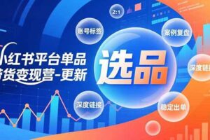 （16979期）小红书平台单品带货变现营-更新，极致选品、账号标签、案例复盘，深度链接，快速启动稳定出单