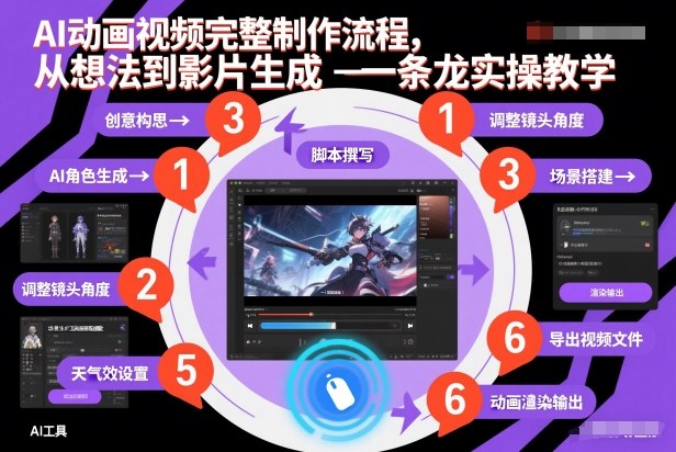AI动画视频完整制作流程，从想法到影片生成一条龙实操教学