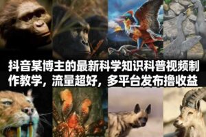 抖音60W粉丝博主最新科学知识科普视频制作教学,流量超好,多平台发布撸收益