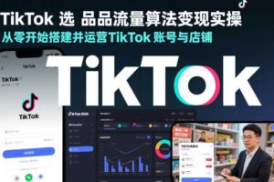 TikTok选品流量算法变现实操,从零开始搭建并运营TikTok账号与店铺