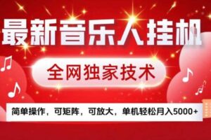 最新音乐人挂G,全网独家技术,简单操作,可矩阵,可放大,单机轻松月入5k+【揭秘】