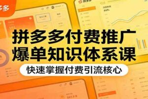 拼多多付费推广爆单知识体系课，快速掌握付费引流核心