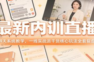 最新内训直播,4天系统教学,一线实战派干货核心玩法全套复盘