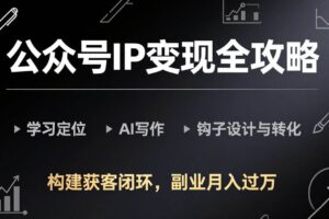 (17523期)公众号IP变现全攻略-更新,学习定位、AI写作、钩子设计与转化,构建获客闭环,副业月入过万