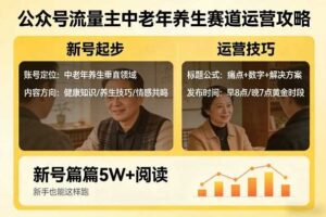 公众号流量主中老年养生赛道，新号篇篇5W+阅读，新手也能这样跑