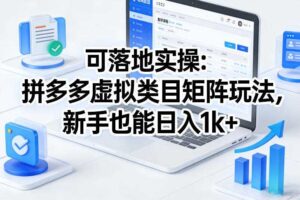 可落地实操：拼多多虚拟类目矩阵玩法，新手也能日入1k+【揭秘】