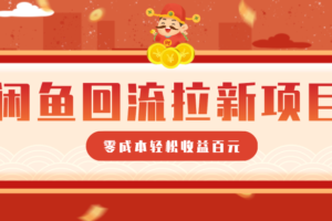 零门槛闲鱼回流拉新项目,非常适合新手操作,轻松收益几百元