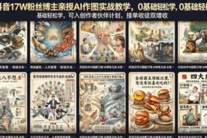 抖音17W粉丝博主亲授AI作图实战教学，0基础轻松学，可入创作者伙伴计划，接单收徒双增收
