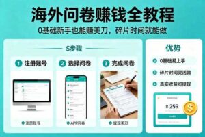 海外问卷賺钱全教程，0基础新手也能賺美刀，碎片时间就能做